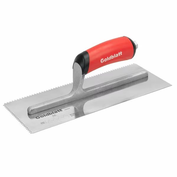 Pro Stainless Steel V-Notch Trowel 3/16 in. x 5/32 in., Goldblatt, Mfr#: G02423